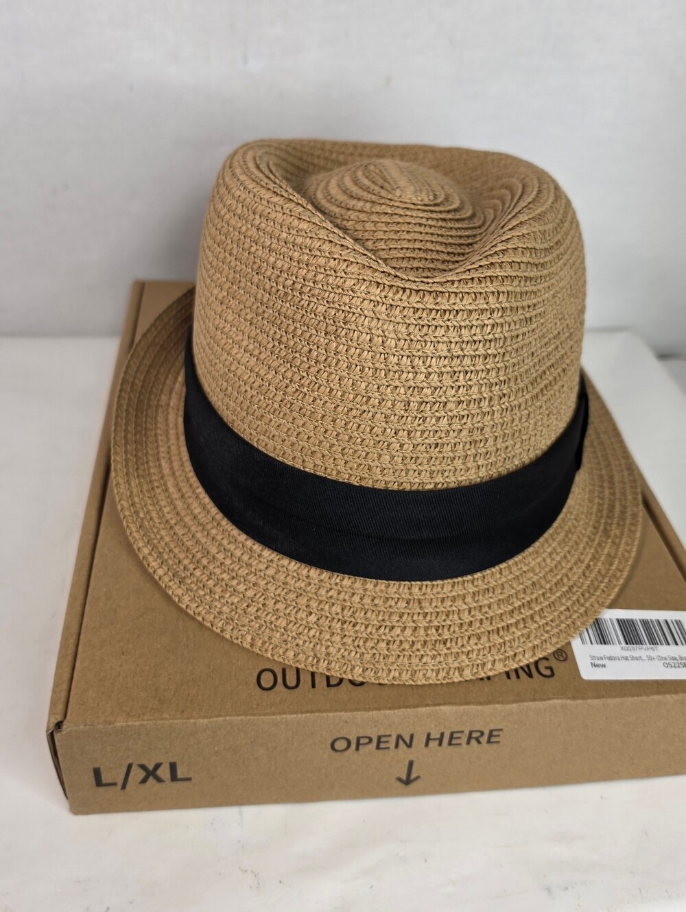 Outdoor Shaping Straw Fedora Hat Size (L/XL) Women / Men Short Color (Brown)